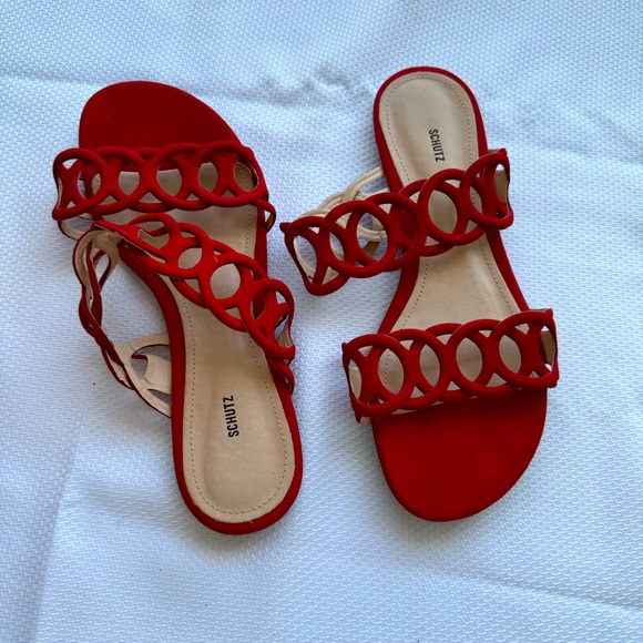 Schutz sandals red suede size 9.5 - Picture 3 of 5